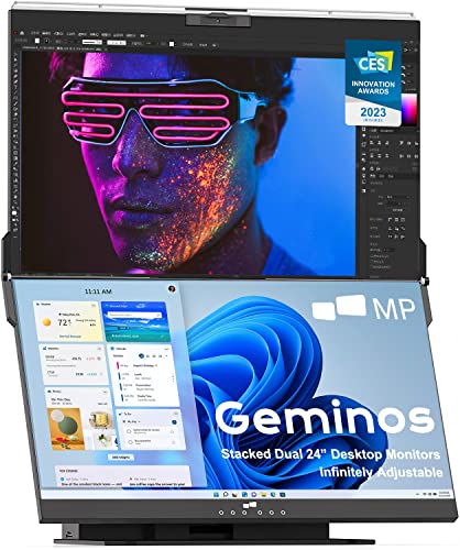 Dual 24" Stacked Computer Monitors with 1080P Webcam & Speakers, 65W USB-C Charging C842579