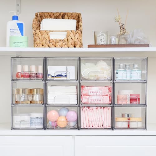 4 Pack Clear Stackable Plastic Storage Drawers C2418