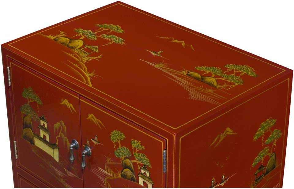 Red Lacquer Wooden Chinese Cabinet O815