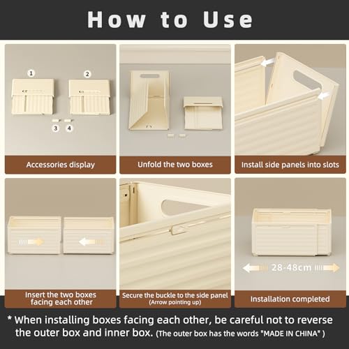 White 3PCS 3.84L Retractable Plastic Storage Bins with Handles R441652