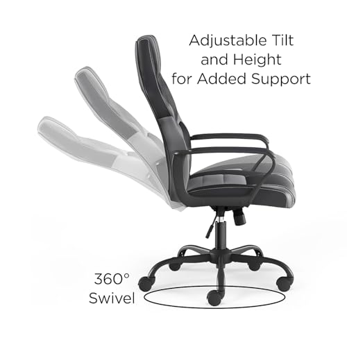 Black & Gray Faux Leather Gaming Chair Y8433