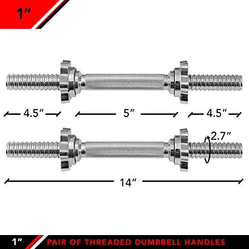 Set of 2 Threaded Dumbbell Handles with Star Collars X413