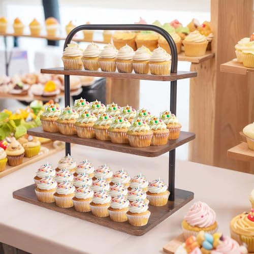 3 Tier Square Wood Cupcake Stand D820766