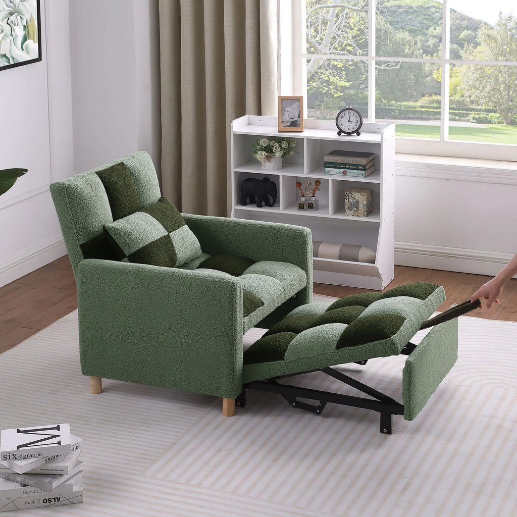 Convertible Sleeper Sofa Chair Bed with Pillow Teddy Fabric O687