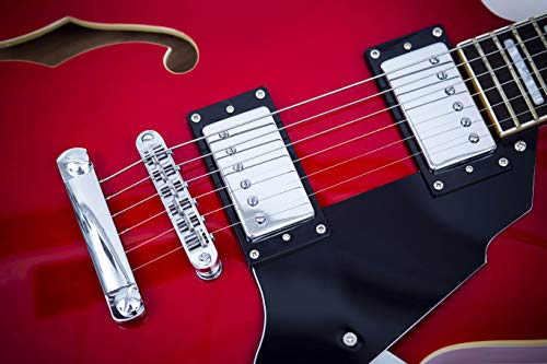 Full Scale Semi-Hollow Body Electric Guitar Stainless Steel Frets Red F219