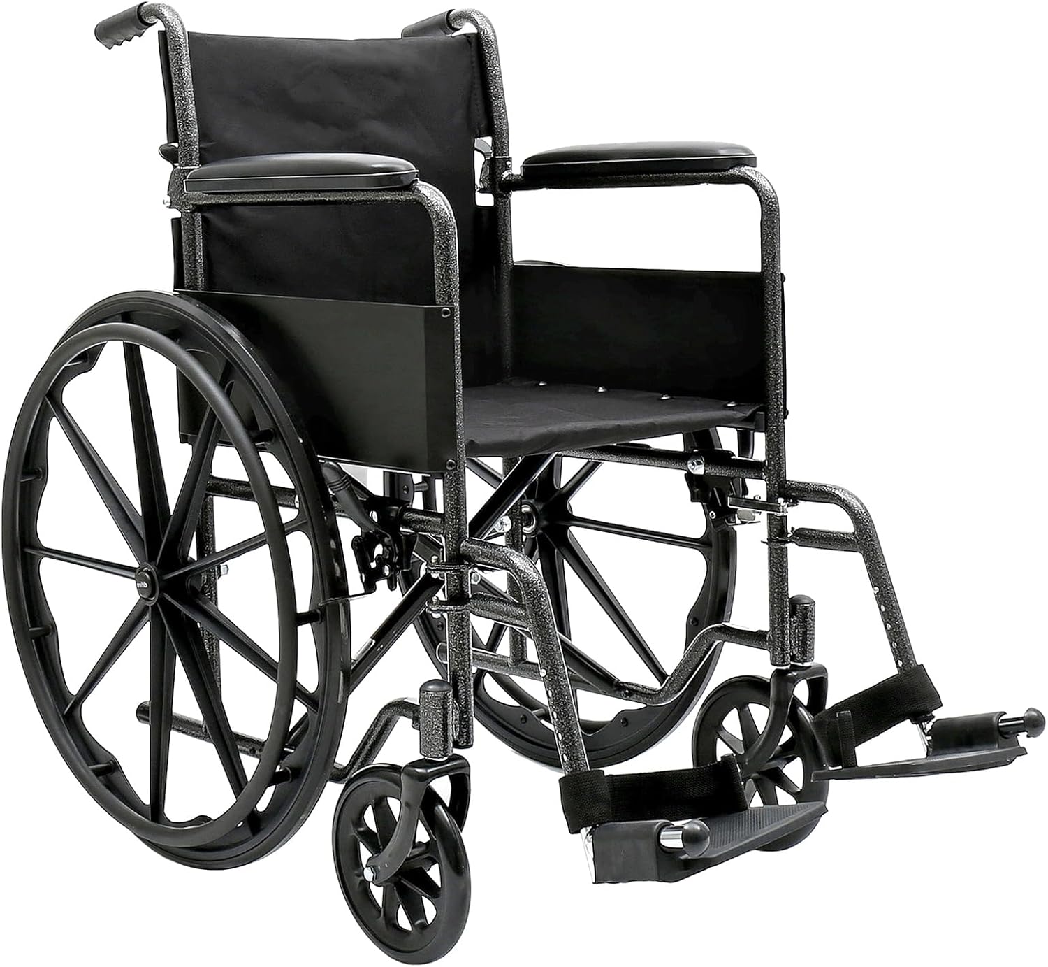 Silver Lightweight Foldable Wheelchair with Fixed Full Arms, 300 Pounds Weight Capacity Z50670