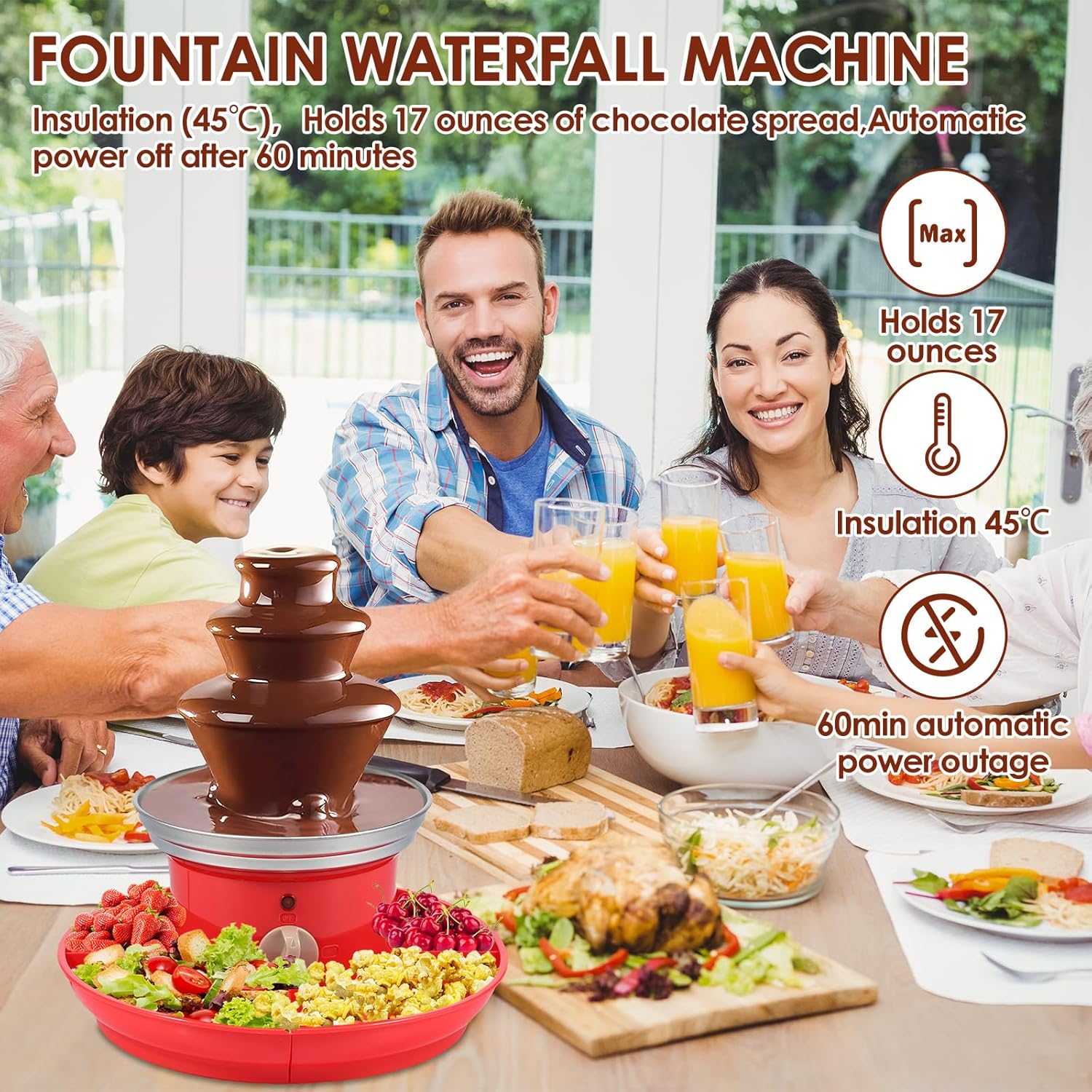 17oz Electric Chocolate Fountain Machine with Removal Serving Tray D641