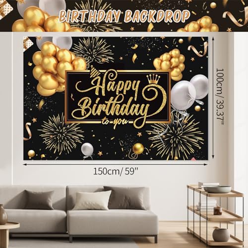 121PCS Happy Birthday Party Supplies Including Backdrop, Balloon Arch Kit, Tablecloth, Banner E6575