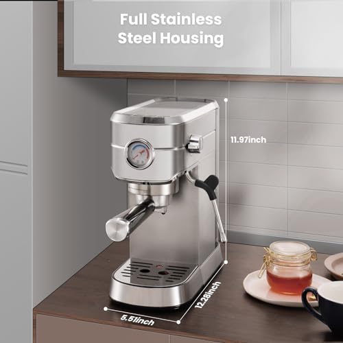 Beige Espresso Machine with Milk Frother W109650