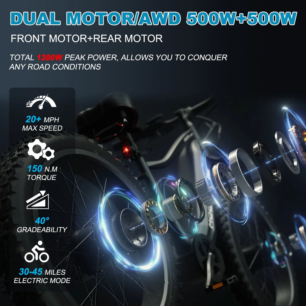 26" x 4" Fat Tire Electric Bike with 48V 15AH Removable Battery A480