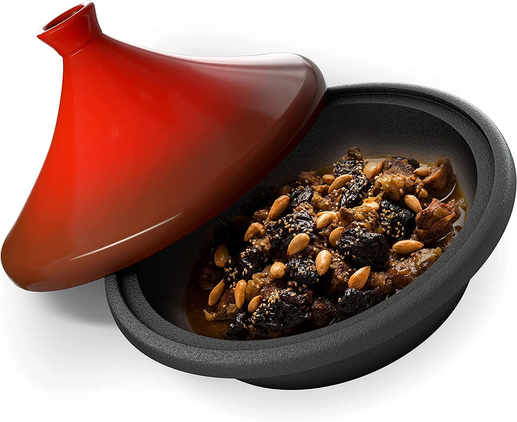 3.3 QT Enameled Cast Iron Tagine with Ceramic Lid F97649
