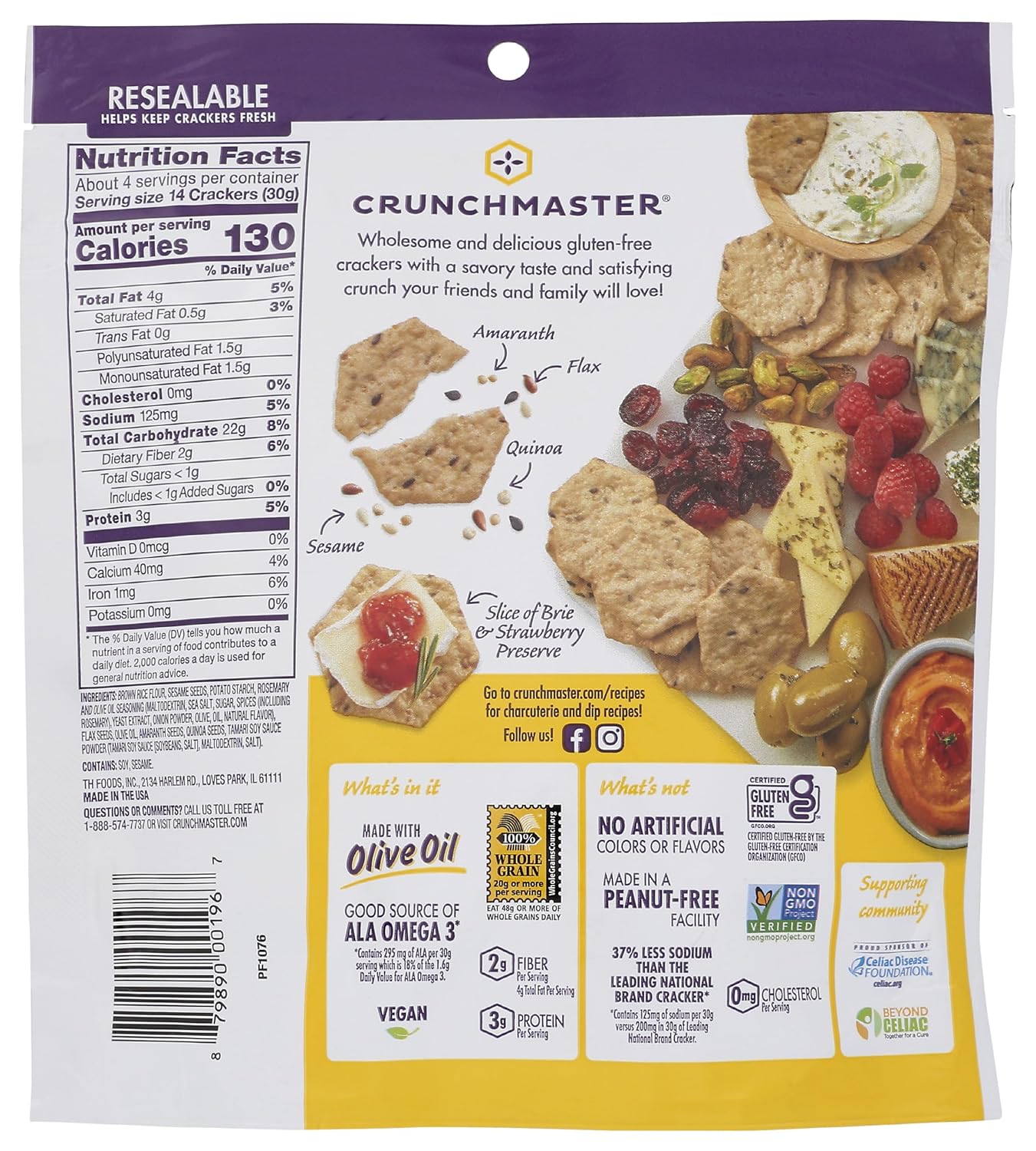 Multi Seed Rosemary Olive Oil Gluten Free Crackers, 4 Ounce X903