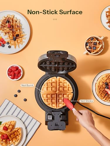Double Belgian Waffle Maker 180°Flip Nonstick Stainless Steel Y855259