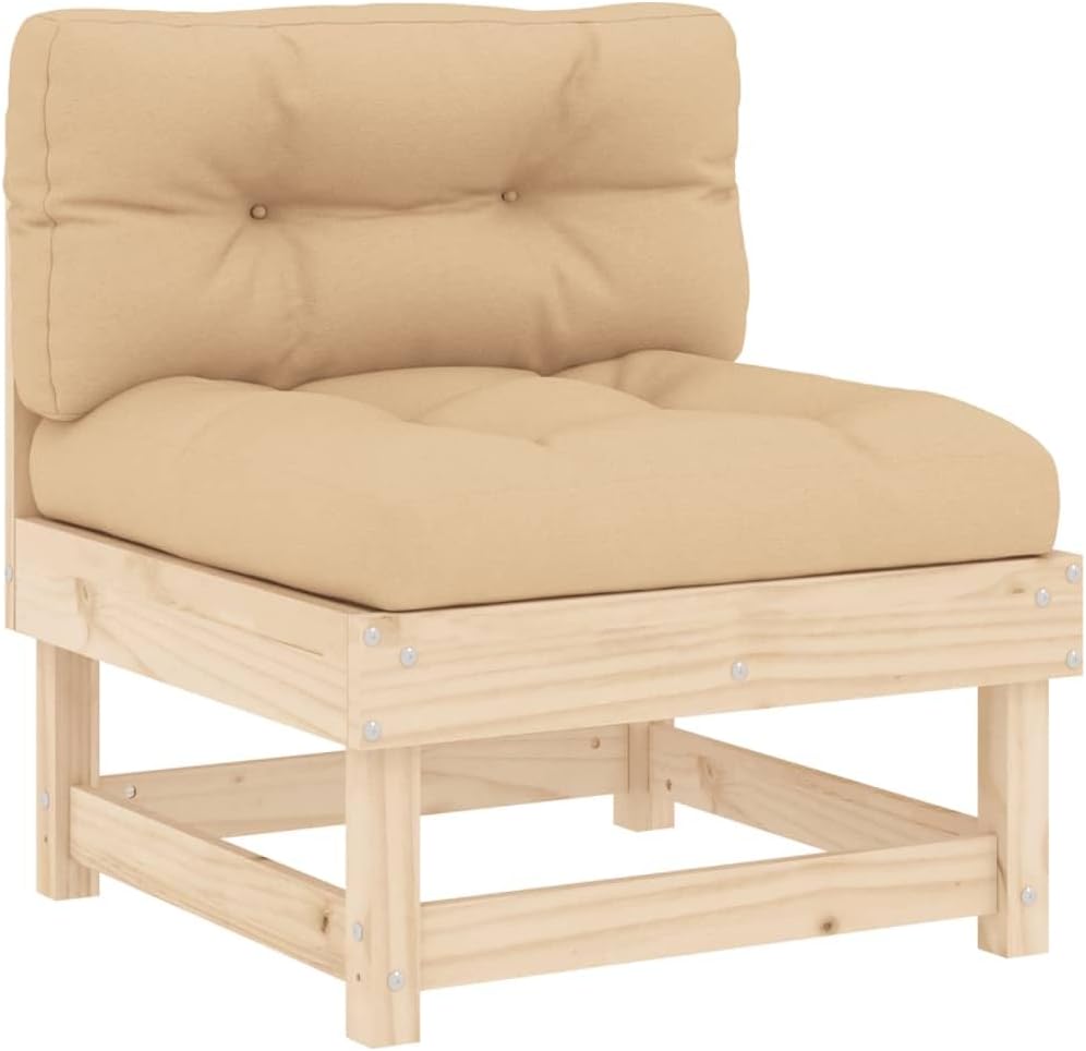 5 Piece Outdoor Patio Sectional Furniture Set with Cushions Solid Wood B787544