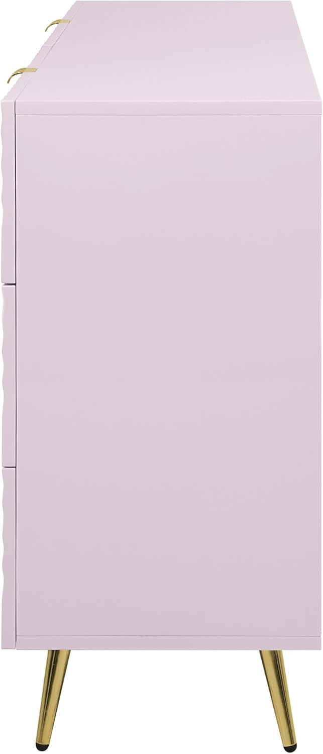 6-Drawer Pink Wood Metal Dresser C784