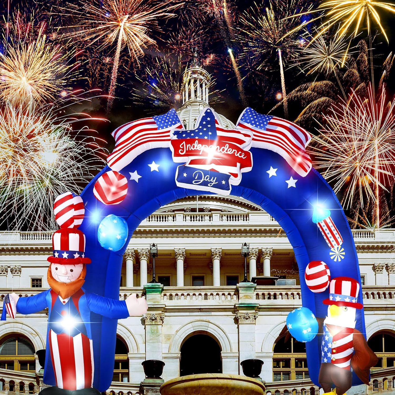 8Ft Inflatable Arch American Flag Patriotic Outdoor Decor C391669