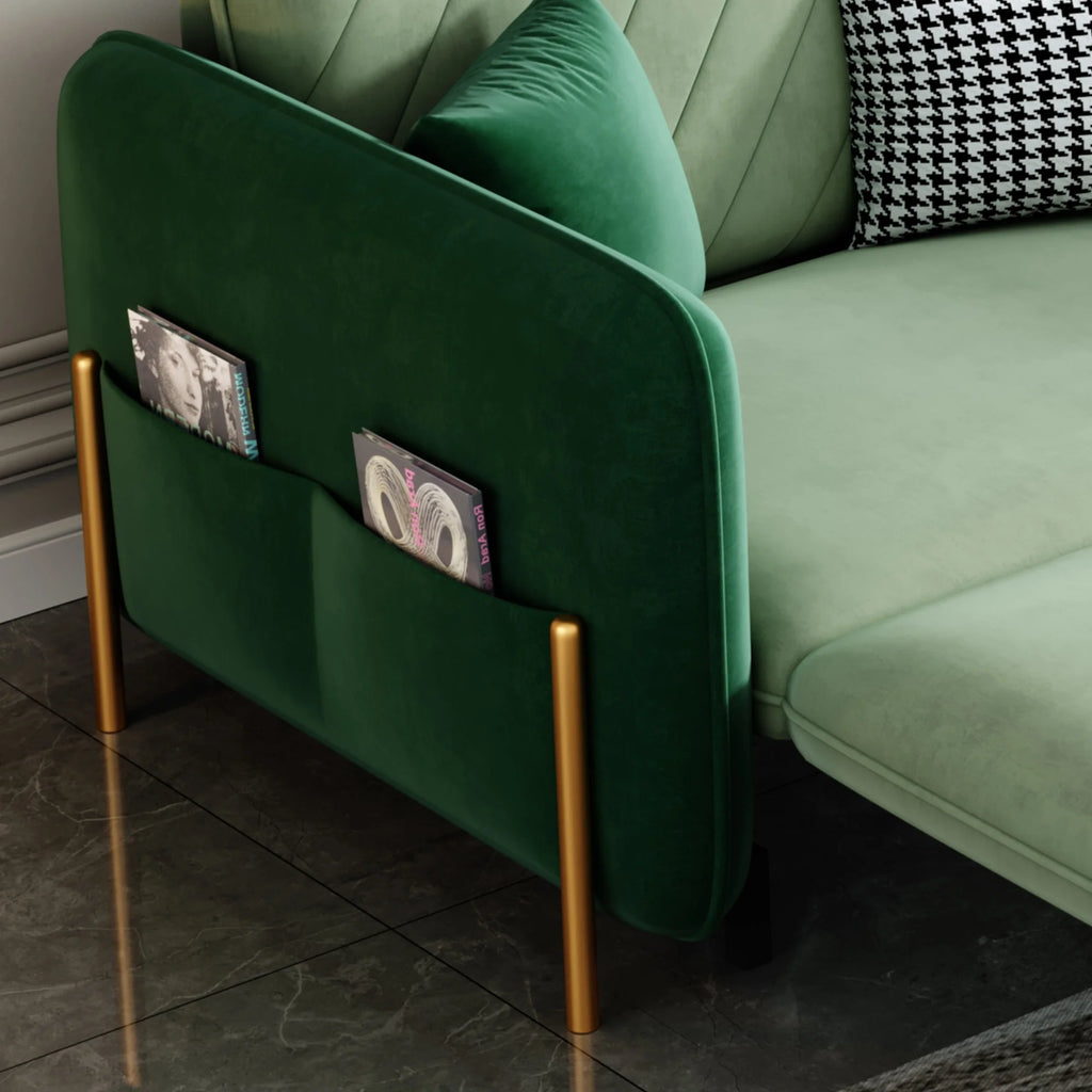 Green Velvet Convertible Sleeper Sofa X17530