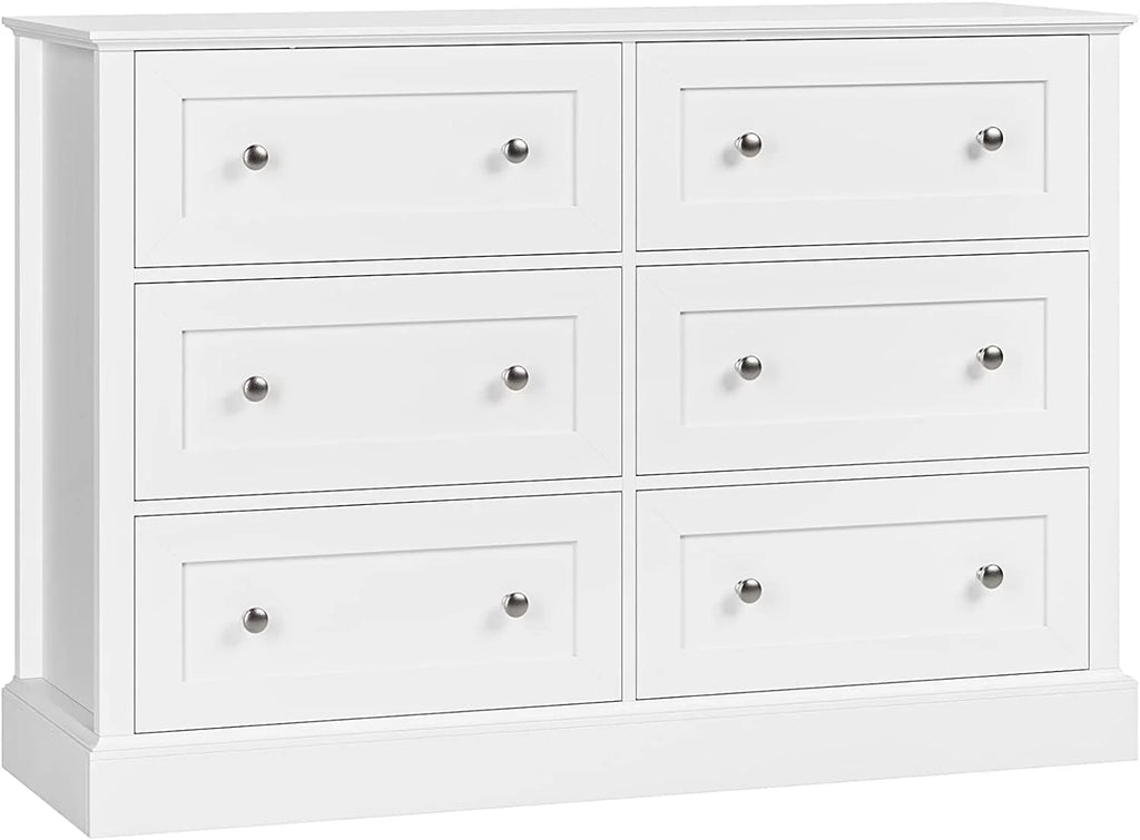 White 6 Drawer Double Dresser X7894