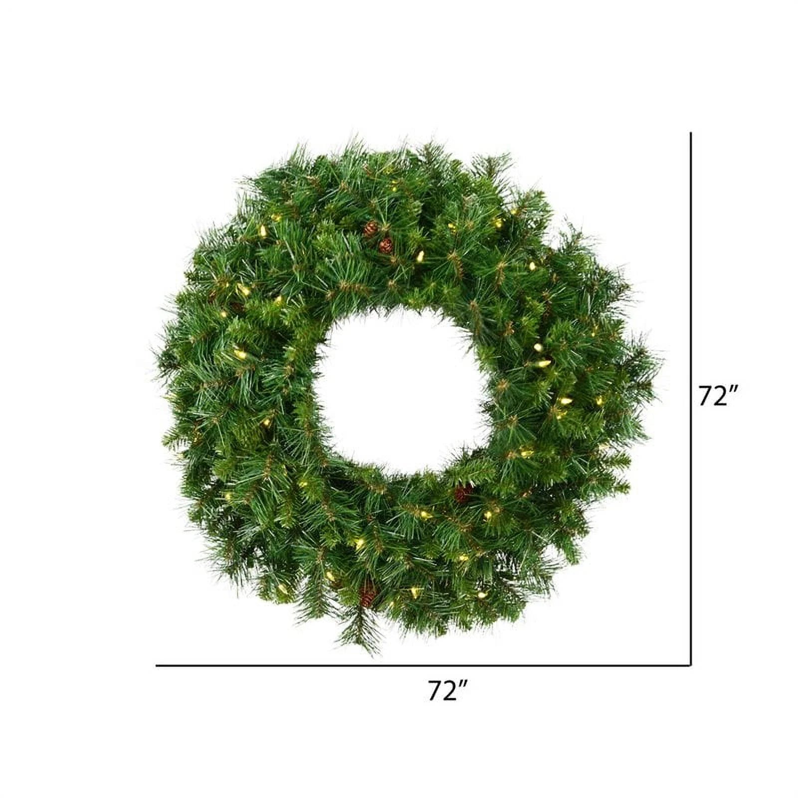 72" Pine Wreath with Warm White LED U147
