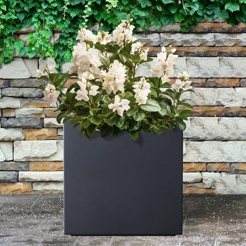 10 Inch Square Concrete Planter with Drainage Hole J55425