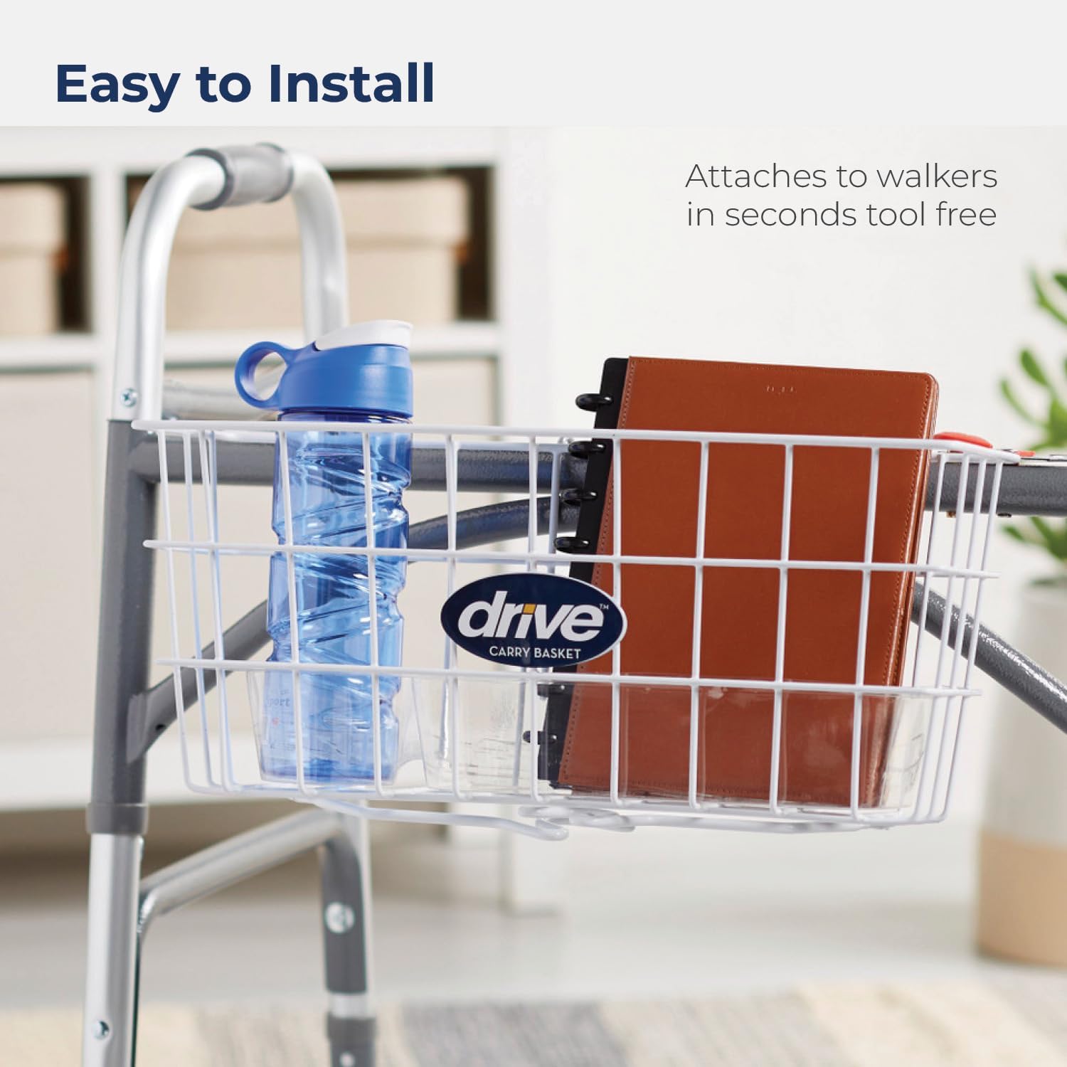 White Walker Basket with Plastic Cup Holder M4662
