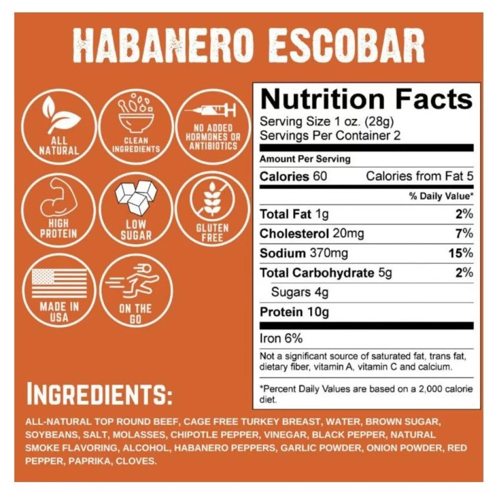 Gluten Free Habanero Beef Jerky 2 oz Resealable Bag K92988