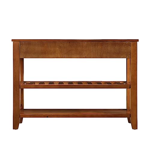 Antique White Console Sofa Table with 2 Drawers and Shelves A658