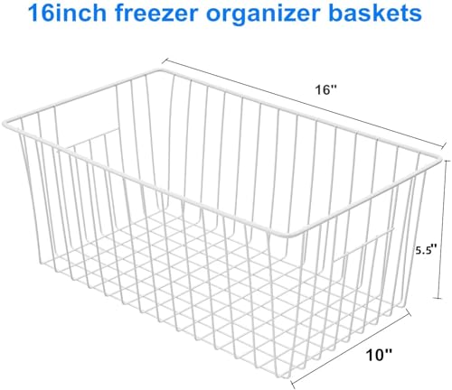 White Wire Freezer Organizer Baskets, Set of 6 H6834