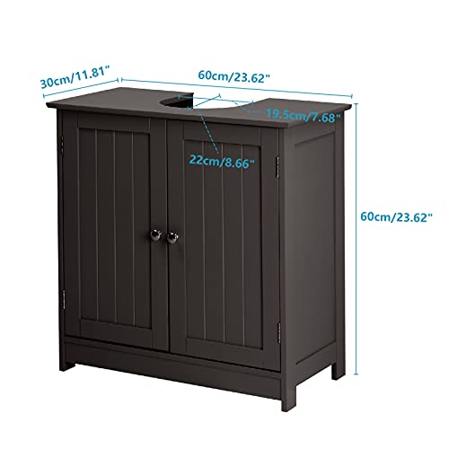 Pedestal Under Sink Storage Bathroom Vanity with 2 Doors Bathroom Cabinet 23 5/8" x 11 7/16" x 23 5/8" (Espresso) P479522