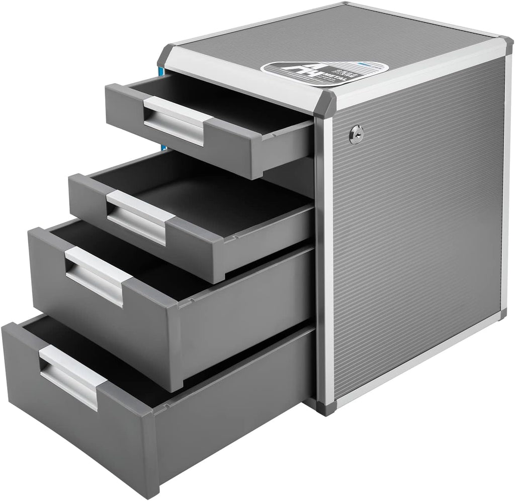 Grey 5 Layers Desktop Drawer Organizer with Lock Y281