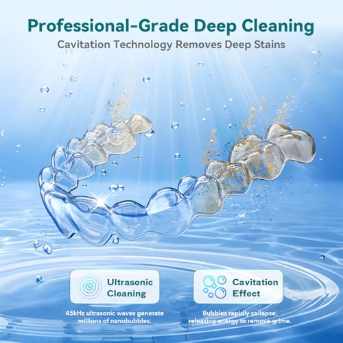 45kHz UV Ultrasonic Retainer Cleaner with Digital Timer & 4 Modes, Black L174636