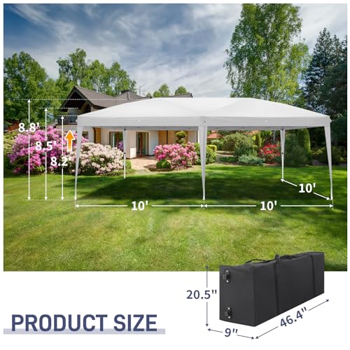 10x20ft Pop Up Canopy Tent with 6 SideWalls (Black) M35657