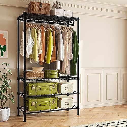 Black Heavy Duty Metal Clothes Rack with 4 Drawers A619