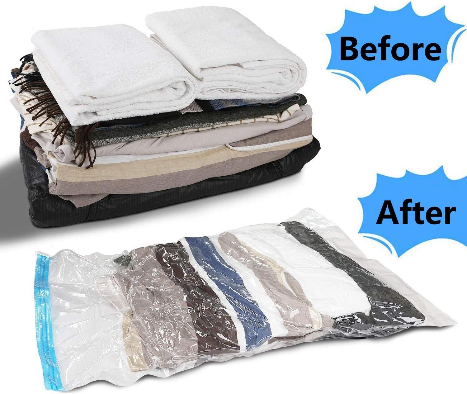 12 Pack Roll Up Reusable Vacuum Storage Bags (Jumbo×4, Large×4, Small×4) V70310