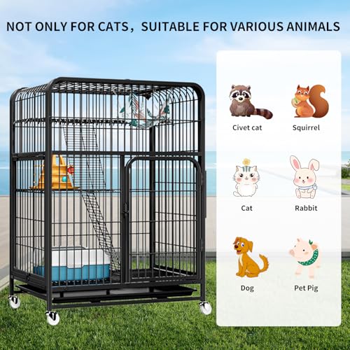 3-Tier Metal Cat Cage with Wheels R4399
