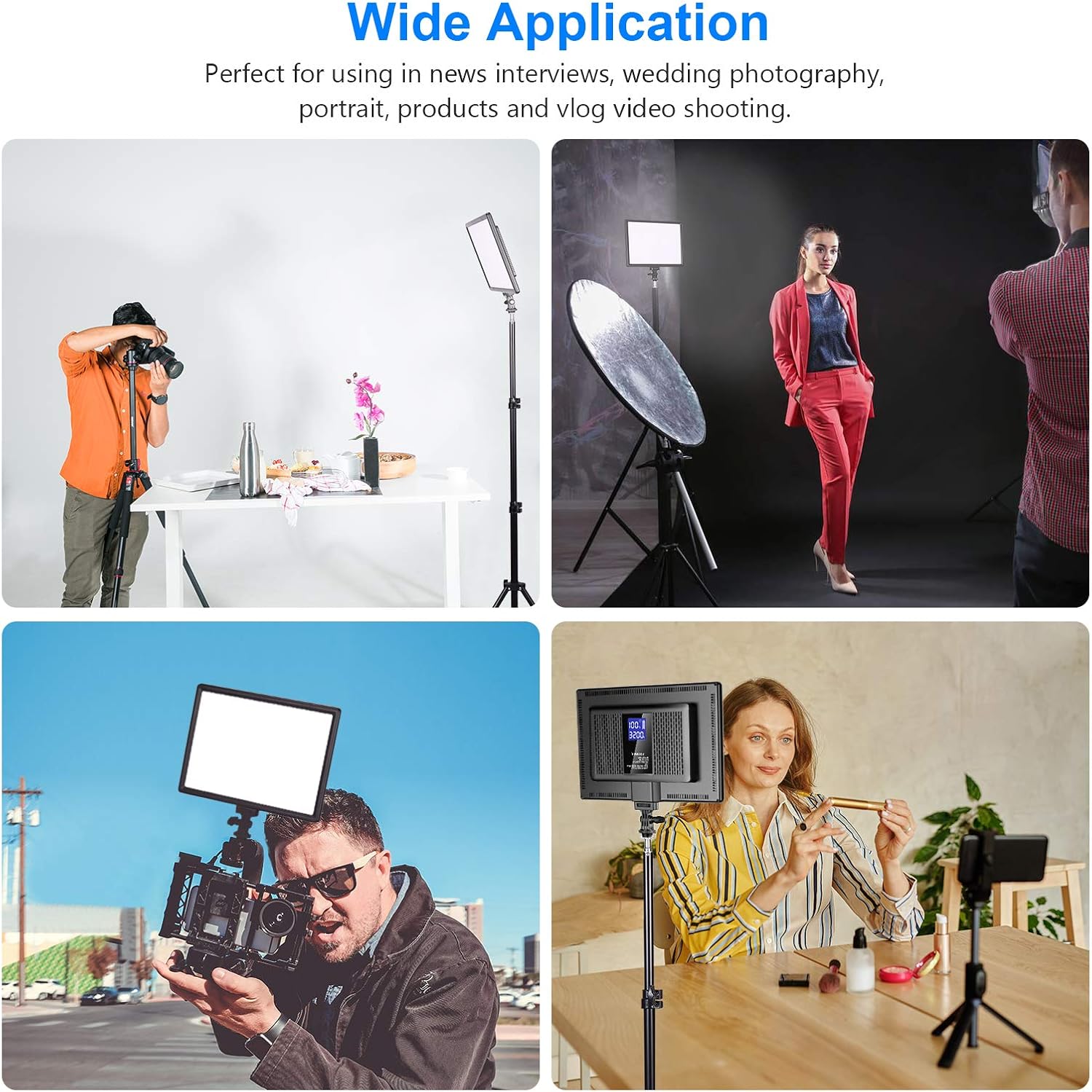 Ultra-Thin LED Soft Light Panel with LCD Display, Dimmable Bi-Color 3200-5600K CRI95+ On Camera Video Light P71939