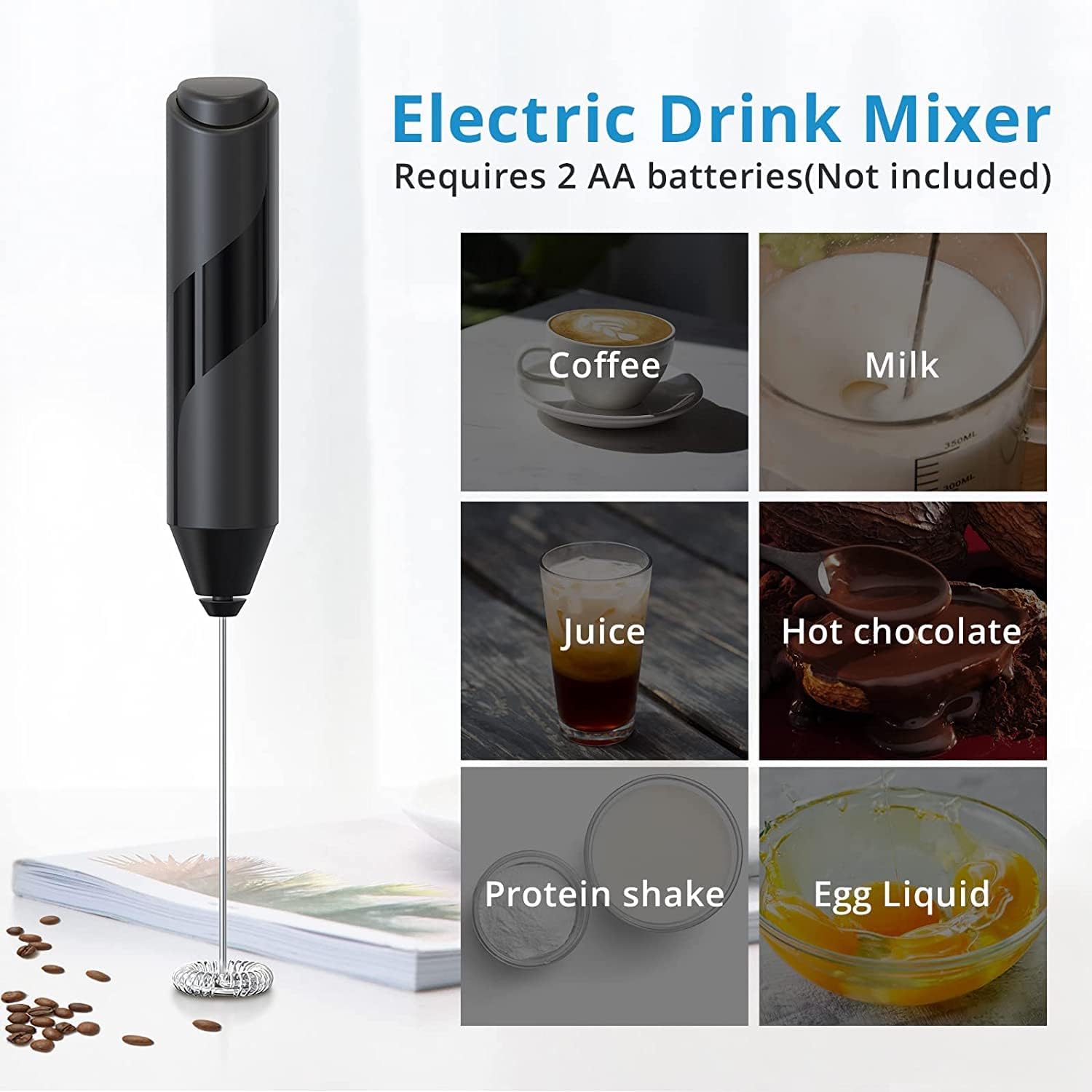 Black Electric Handheld Milk Frother M16158