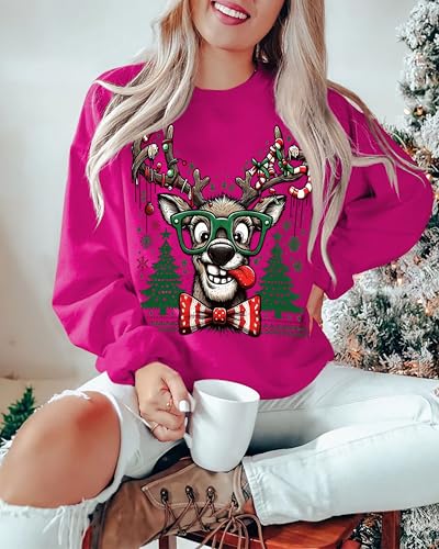 Oversized Reindeer Graphic Sweatshirts T763