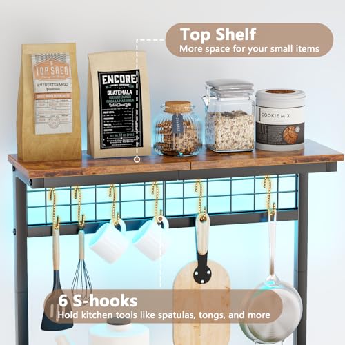 Rustic Brown Bakers Rack with 4 Tier Shelves J52148