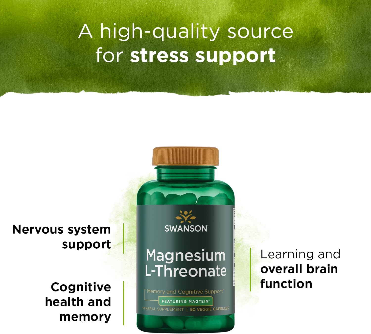 Magnesium L-Threonate Mineral Supplement 90 Veggie Capsules Z89241