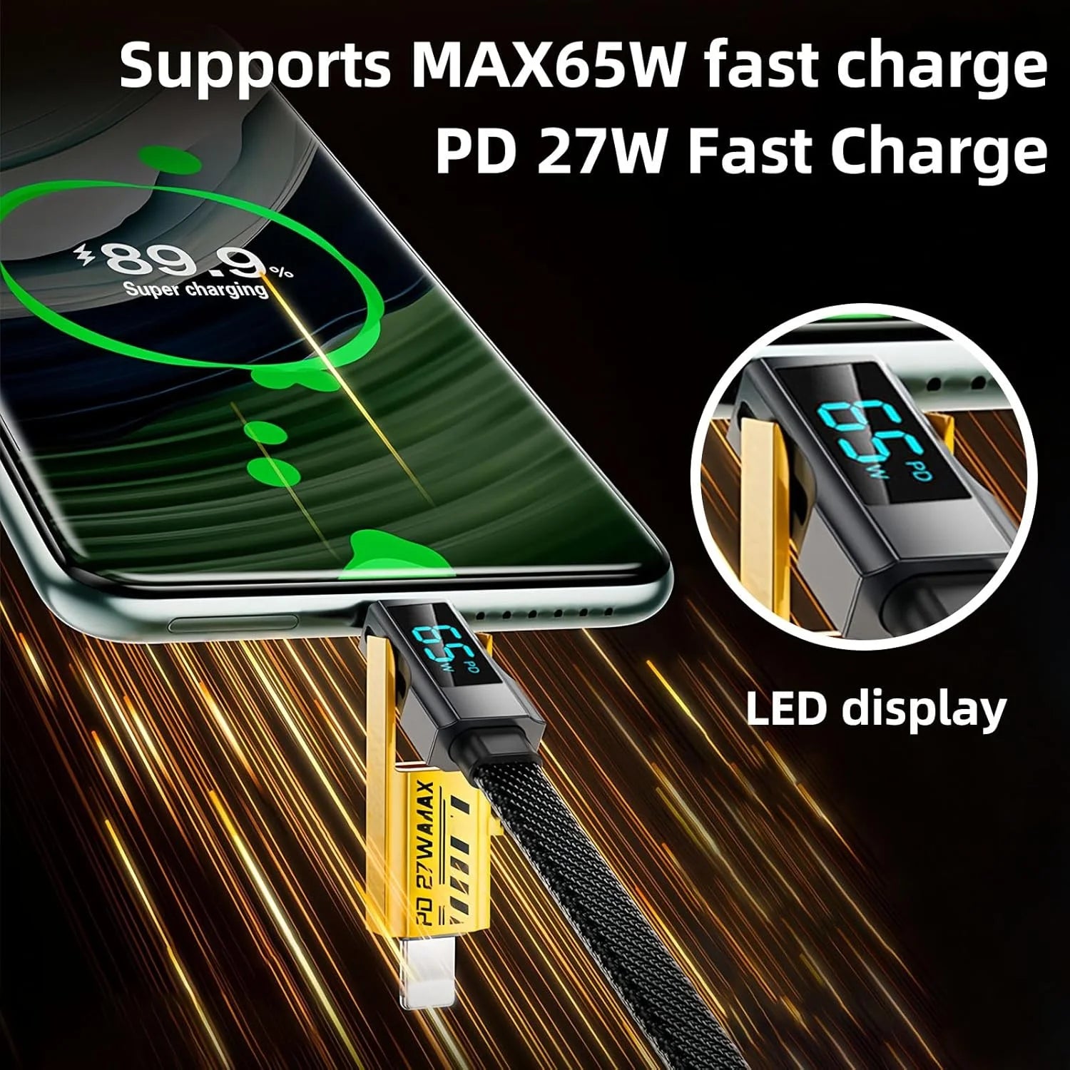 4-in-1 6.6FT fast charging cable with LED display U119