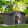 Gray Metal Outdoor Storage Shed with Double Sliding Door L759