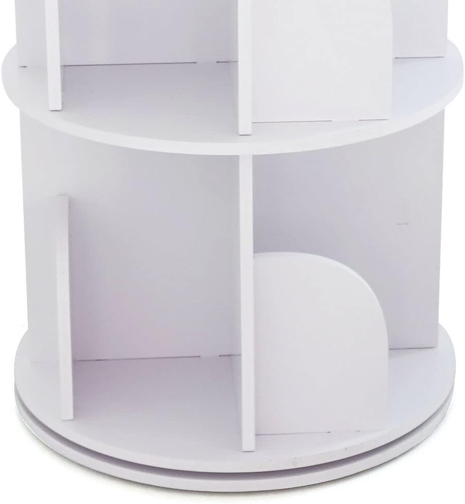 White 2 Tiers Rotating Bookshelf D17695