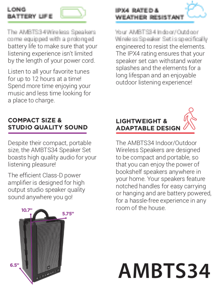 Wireless Portable Bluetooth Speakers B76525