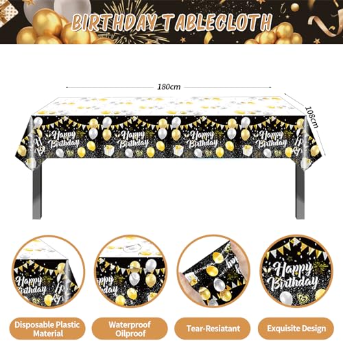 121PCS Happy Birthday Party Supplies Including Backdrop, Balloon Arch Kit, Tablecloth, Banner E6575