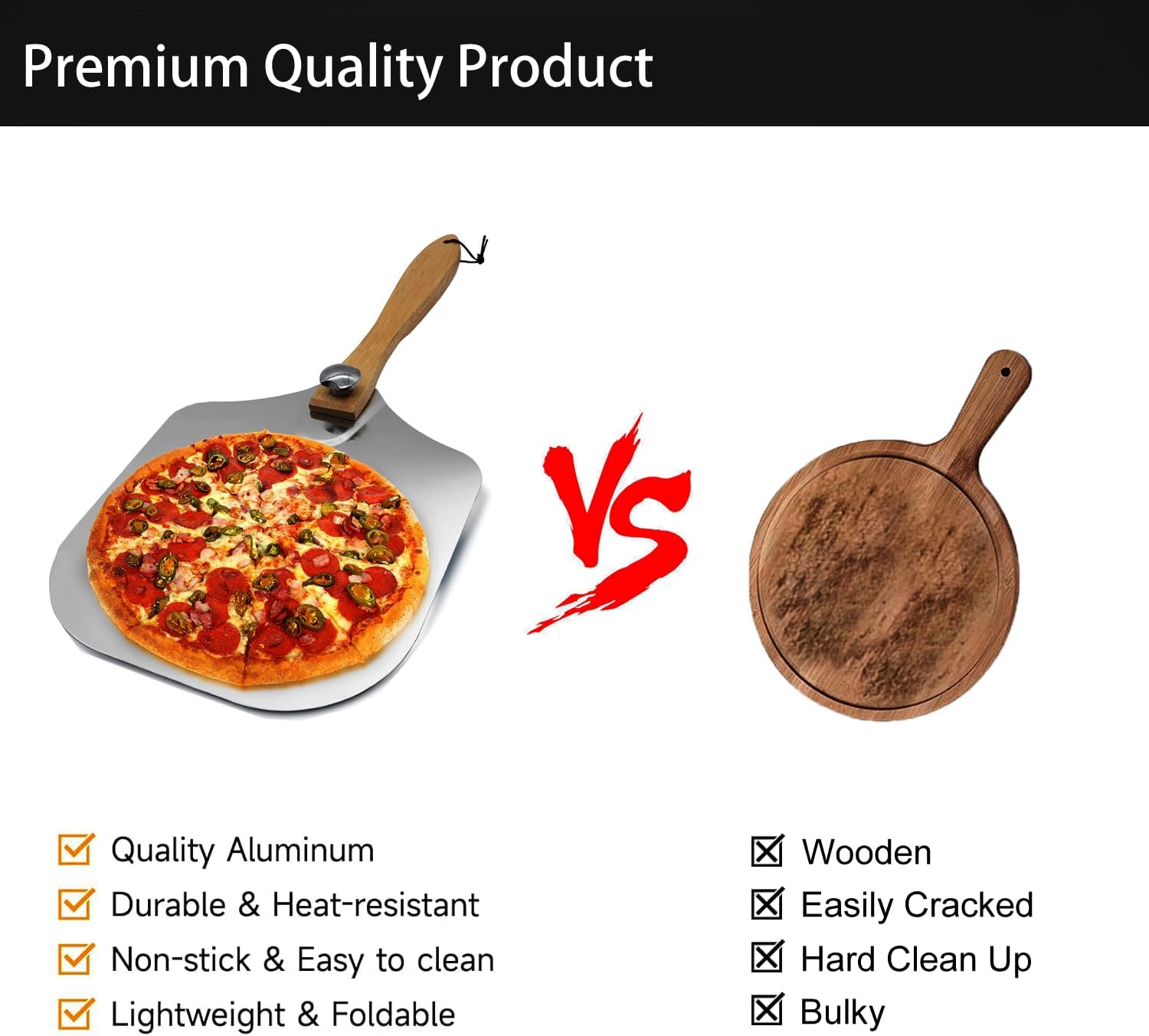 12x14 Inch Pizza Paddle with Foldable Wood Handle M45151
