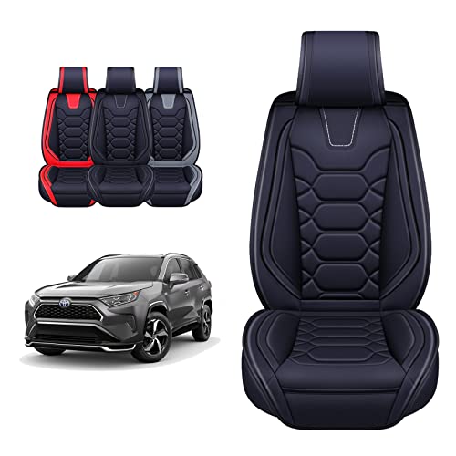 Black Leather Seat Covers for RAV4 (Sport Front Pair, Black&Gray) K941013