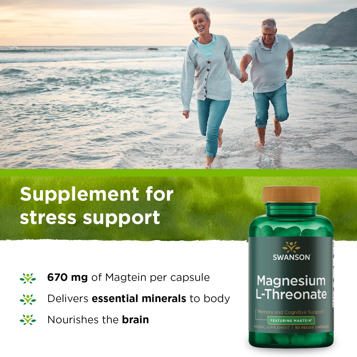 Magnesium L-Threonate Mineral Supplement 90 Veggie Capsules Z89241