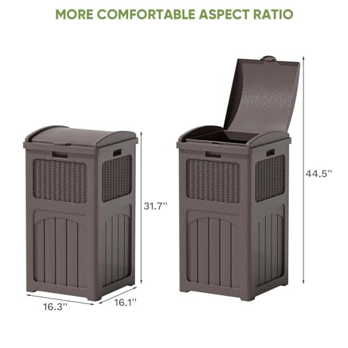 Black 36 Gallon Resin Outdoor Trash Can with Lid S614906