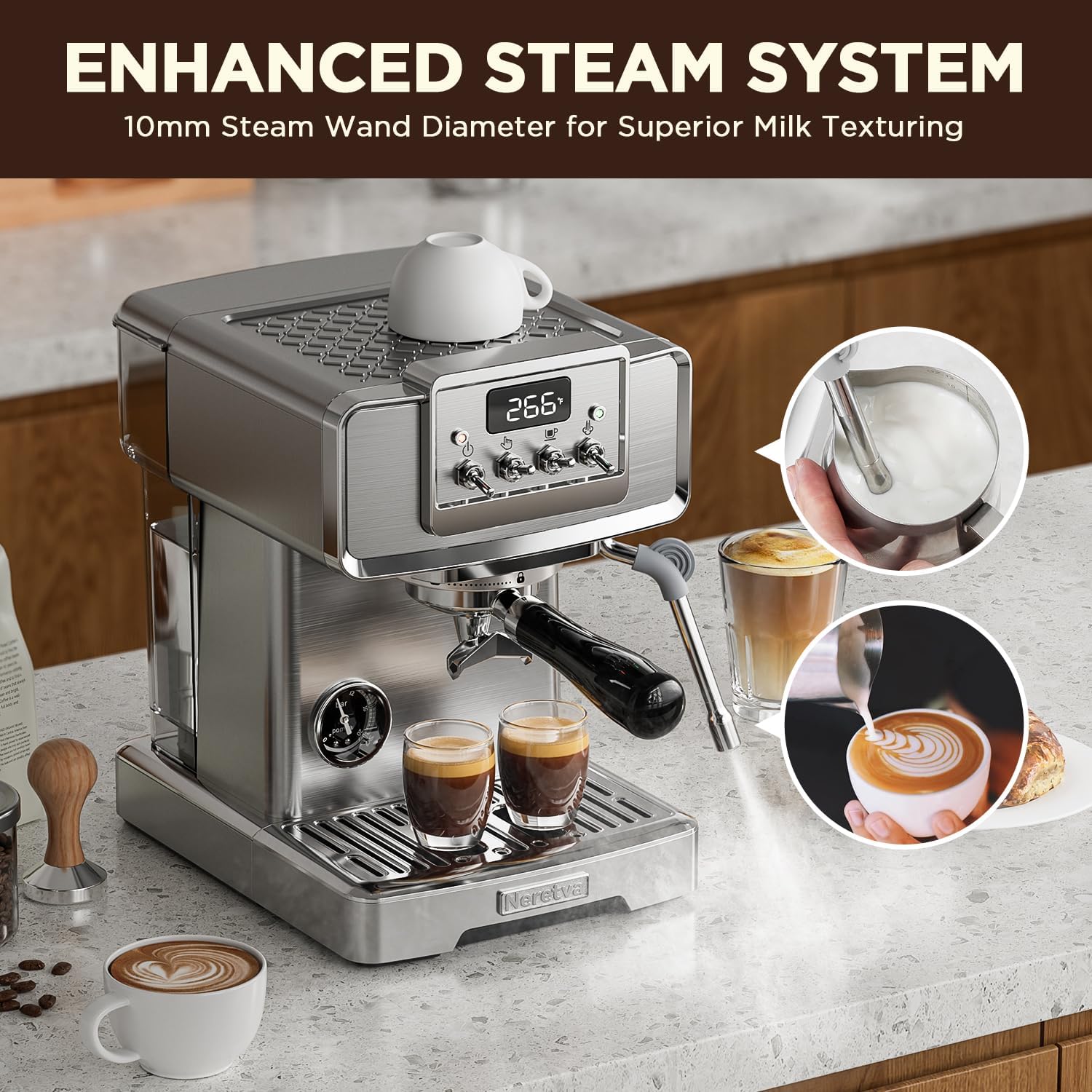 15 Bar Stainless Steel Espresso Machine with Milk Frother Z615416
